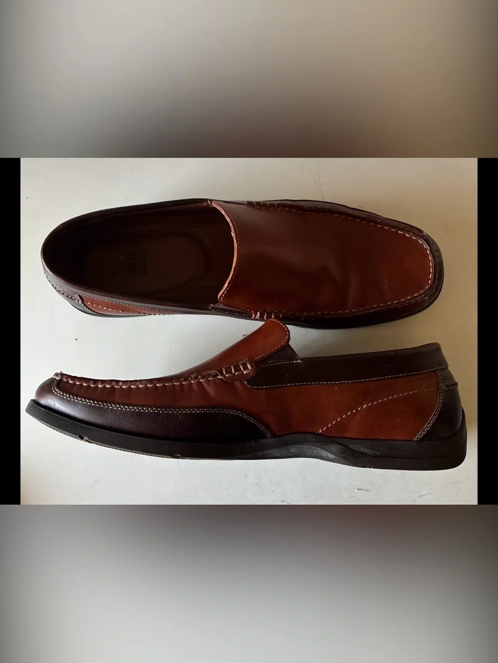 Johnston & Murphy Shearling Sheepskin Men’s Brown Leather Loafer Slip On Sz 13M